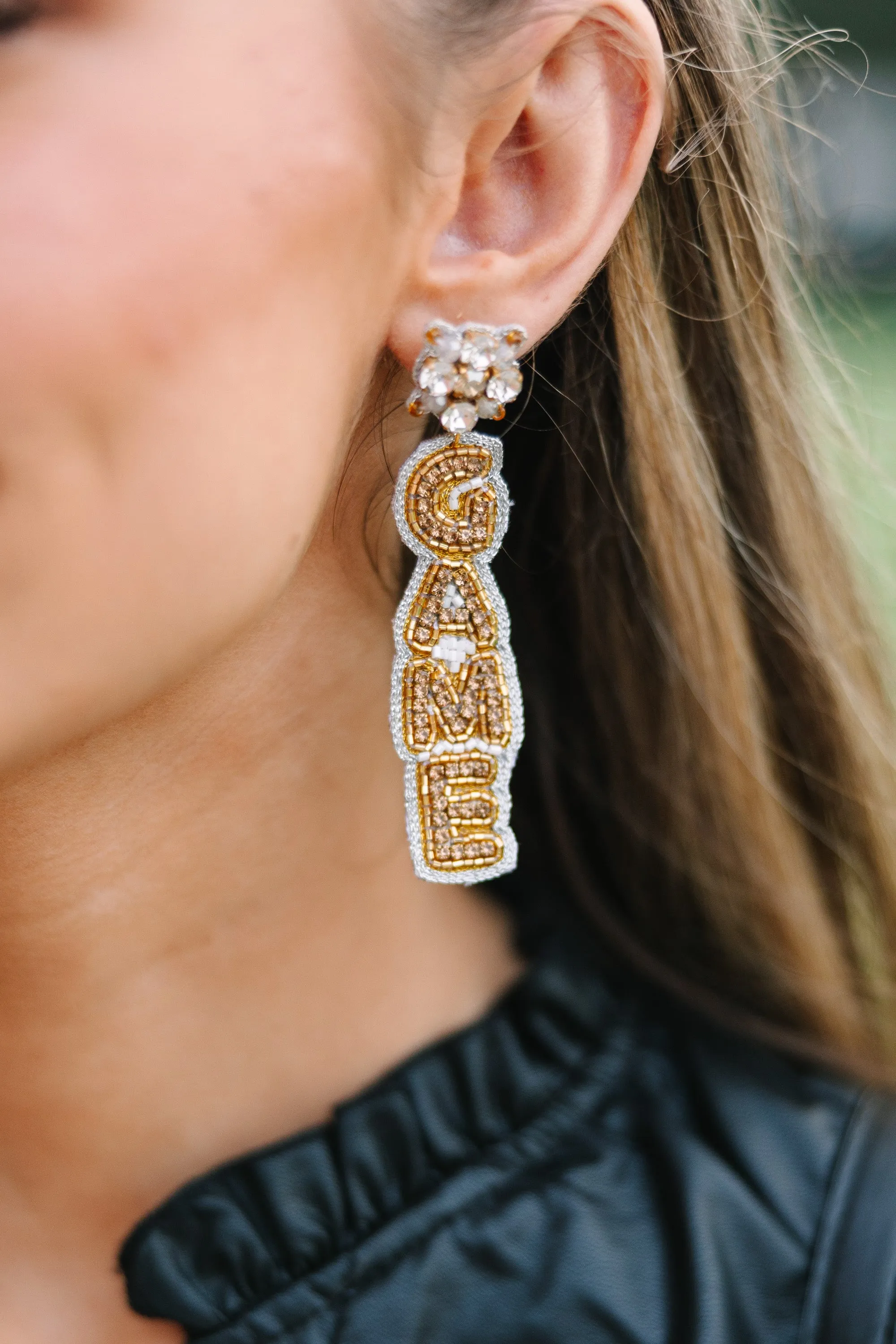 Taylor Shaye Designs: Get Up It's Gameday Silver and Gold Beaded Earrings