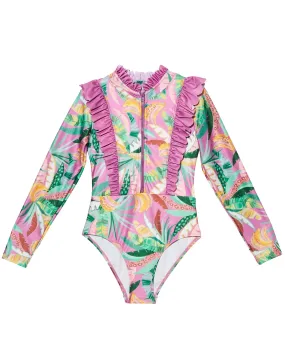 TUTU DU MONDE Copocabana Resort 2024 One-Piece Long Sleeve Swimsuit in Palm Leaf