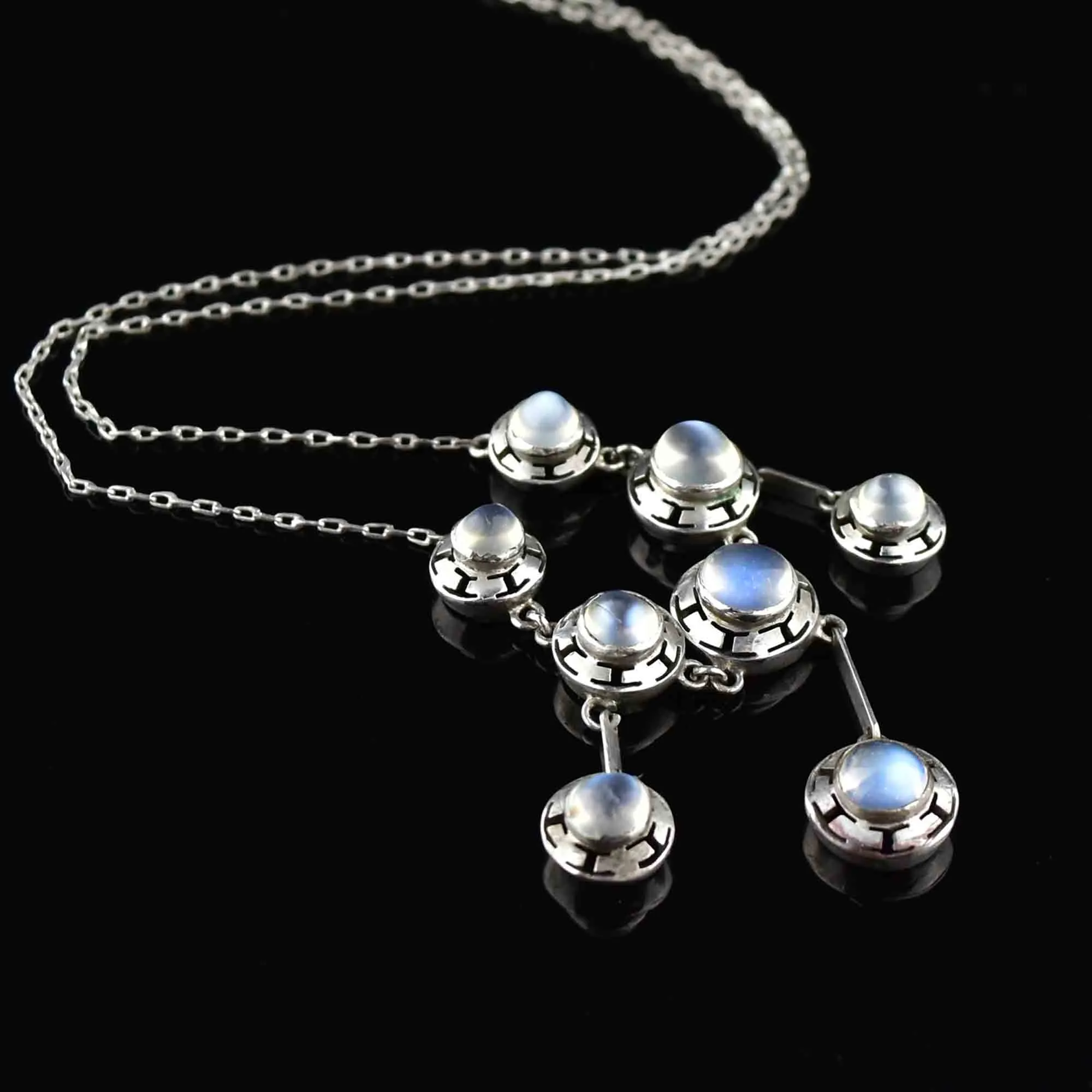 Vintage Arts and Crafts Silver Moonstone Necklace